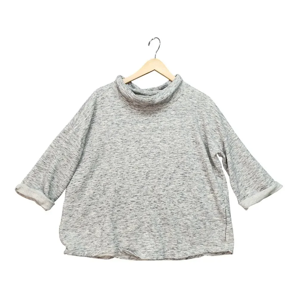 Pure Jill Sweatshirt MEDIUM Light Gray Cowl Neck Cotton Soft Touch Pockets - Picture 9 of 15